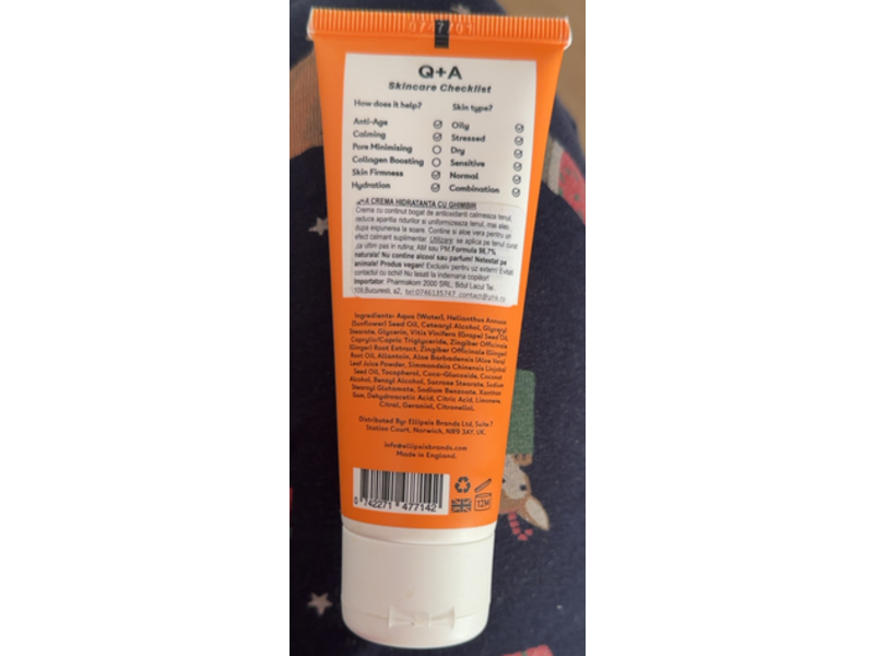 Q+A Ginger Root Daily Moisturiser, 2.5 fl oz/75 mL