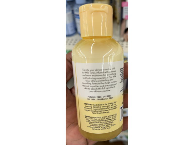 Dermasil Labs Oatmeal Milk Toner, Oatmeal & Snow Mushroom, 4 fl oz/118 mL