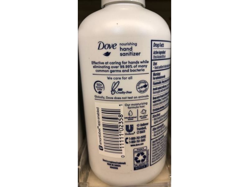 Dove Nourishing Hand Sanitizer, Lavender And Chamomile, 8 fl oz/236 mL