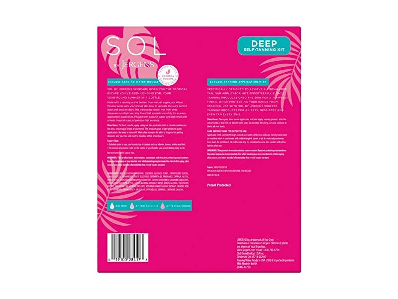 SOL by Jergens Sunless Tanning Water Mousse and Mitt, Deep (5 Fluid Ounce)