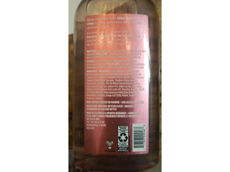 UltaBeauty Scent Body wash, Sweet Grapfruit Pamplemousse Sucre, 10.5 fl oz/310 mL