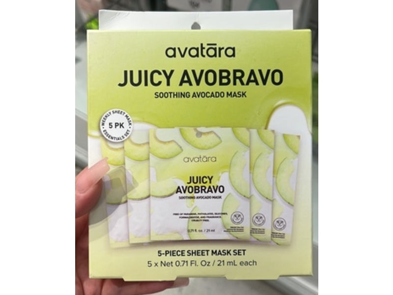 Avatara Juicy Avobravo Soothing Avocado Mask, 0.71 fl oz/21 mL, 5 Count