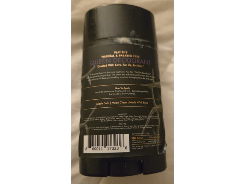 Play Pits Queen Body Deodorant, Lemon & Amber, 2.65/75 g