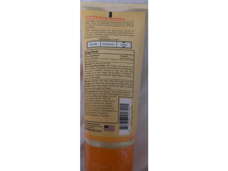 Okay Blemish Control Facial Scrub, Apricot, 6 oz/ 170 g