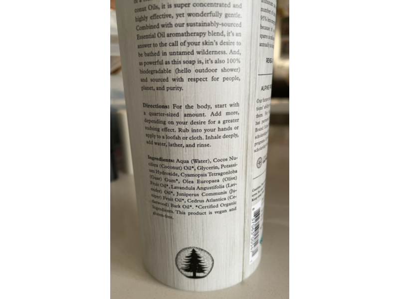 Alpine Provisions Castile Body Wash, Lavender + Juniper, 16.9 fl oz/500 mL