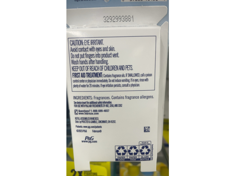 Febreze Plug Air Freshener & Odor Fighter, Ocean, 0.87 fl oz/26 mL, Pack Of 2