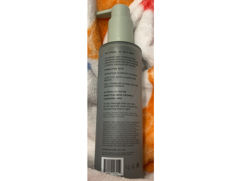Versed The Purist Daily Gel Cleanser, 6 fl oz/177 mL