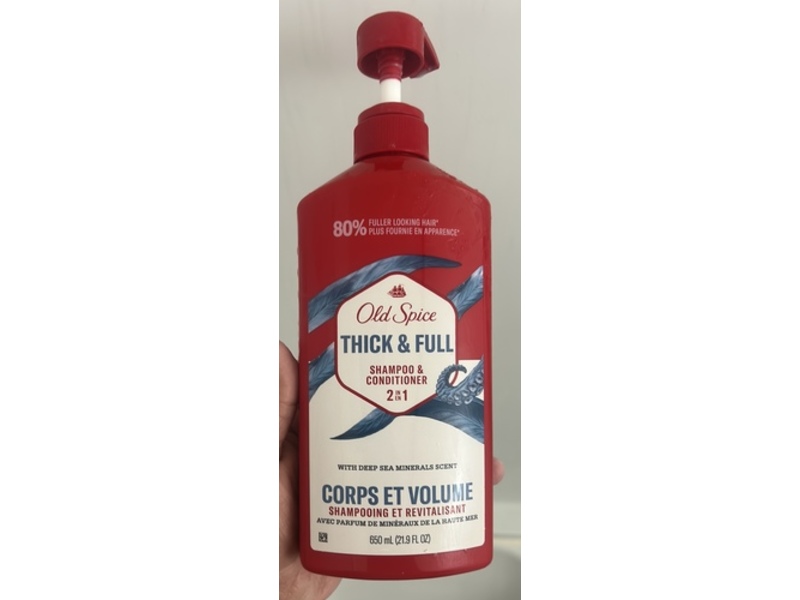 Old Spice Thick & Full 2-In-1 Shampoo + Conditioner, Deep Sea Minerals Scent, 21.9 fl oz/650 mL