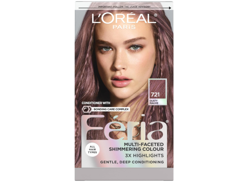 L'Oréal Paris Feria Multi-Faceted Shimmering Permanent Hair Color , 721 Dusty Mauve, 1 Application