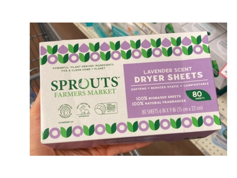 Sprouts Farmers Market Dryer Sheets, Lavender Scent, 80 Count