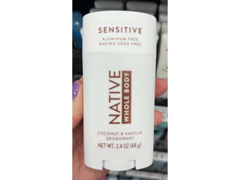 Native Whole Body Sensitive Deodorant, Coconut & Vanilla, 2.4 oz/68 g