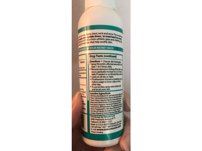 Nature's Cure Body Acne Treatment Spray, 3.5 fl oz/103 mL