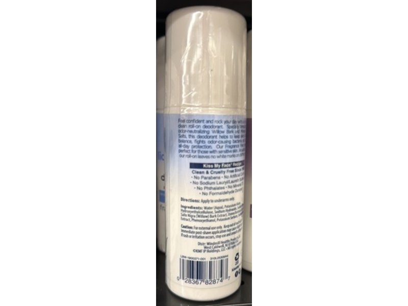 Kiss My Face Liquid Rock Roll-On Deodorant, Fragrance Free, 3 fl oz/88 mL.