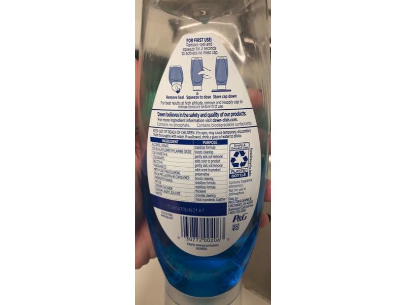 Dawn Ultra Ez-Squeeze Dishwashing Liquid, Original Scent, 14.7 fl oz/434 mL