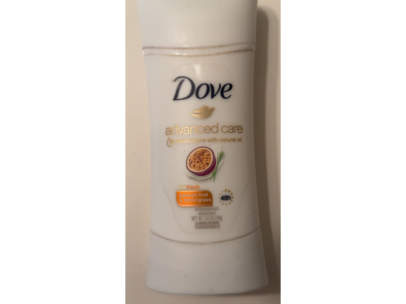 Dove Advanced Care Antiperspirant Deodorant, Passionfruit & Lemongrass , 2.6 oz/74 g, Pack Of 4