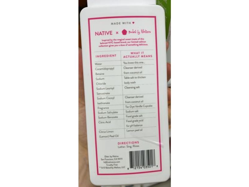 Native Body Wash, Tie-Dye Vanilla Cupcake, 18 fl oz/532 mL