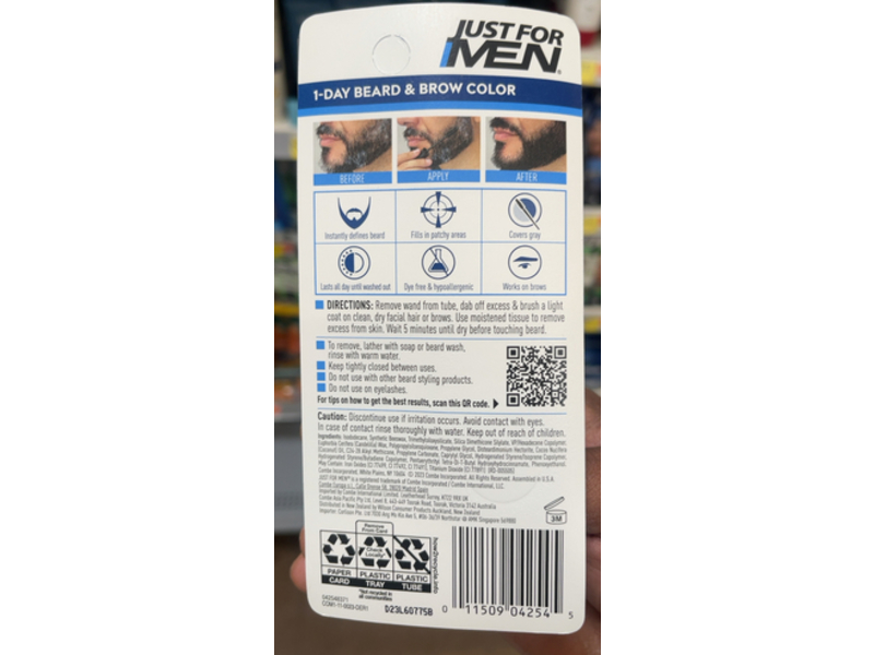 Just for Men 1-Day Beard & Brow Color, Light Brown, 0.3 oz/9 g