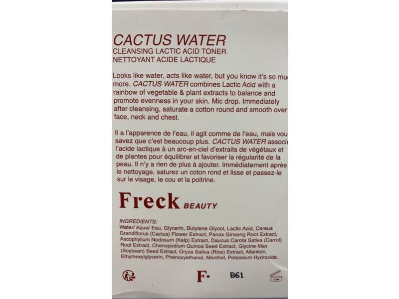 Freck Beauty Cactus Water Cleansing Lactic Acid Toner, 6.5 fl oz