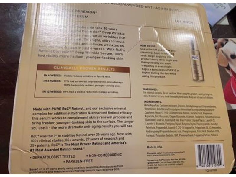 Roc Deep Wrinkle Serum, Retinol, 1.0 fl oz/30 mL, Pack Of 2