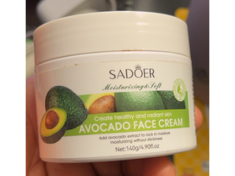 Sadoer Moisturizing & Soft Face Cream, Avocado, 4.90 fl oz/140 g