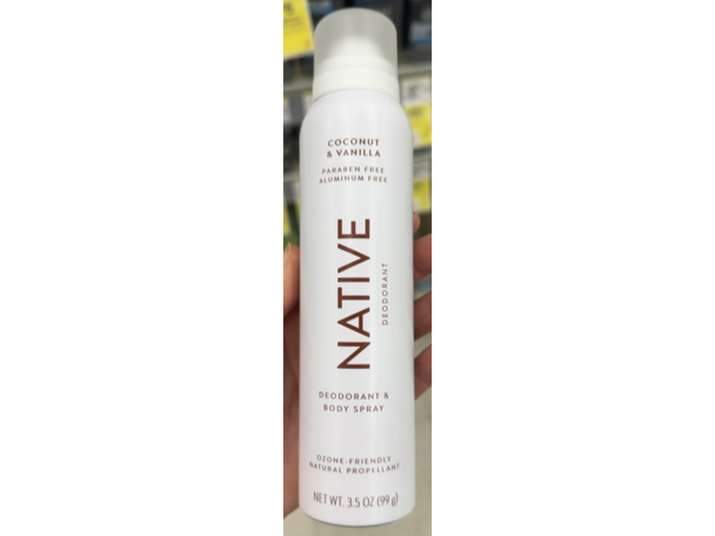 Native Deodorant & Body Spray, Coconut & Vanilla, 3.5 oz/99 g