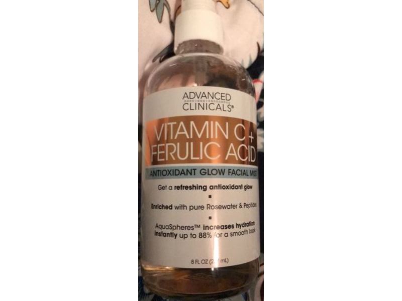 Advanced Clinicals Antioxidant Glow Facial Mist, Vitamin C + Ferulic Acid, 8 fl oz/237 mL