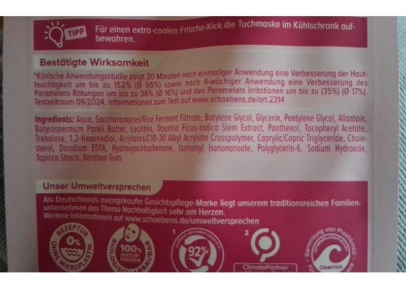 Schaebens Rice Water Sheet Mask