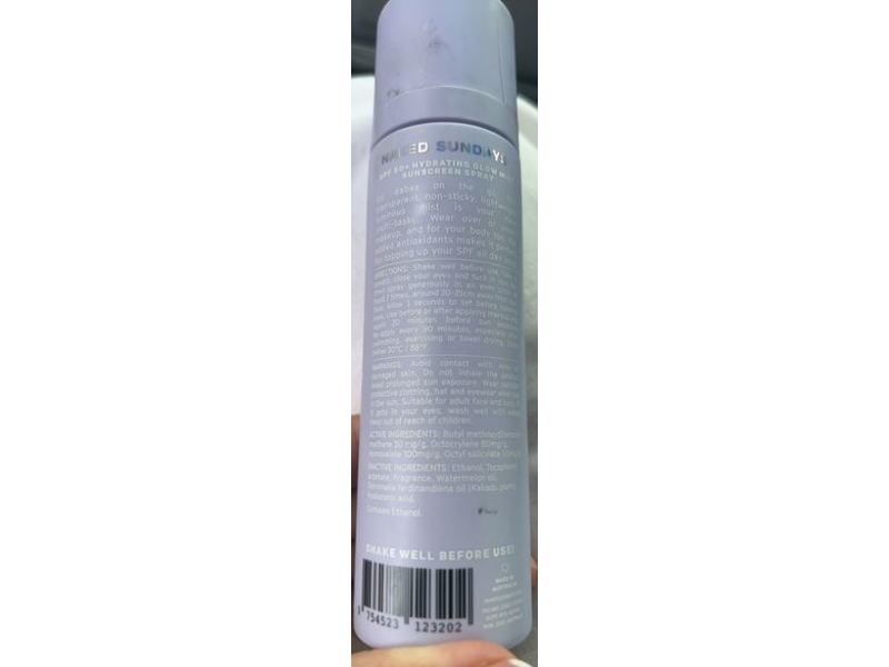 Naked Sundays Hydrating low Mist Sunscreen , Kakadu Plum + Watermelon, SPF 50 +