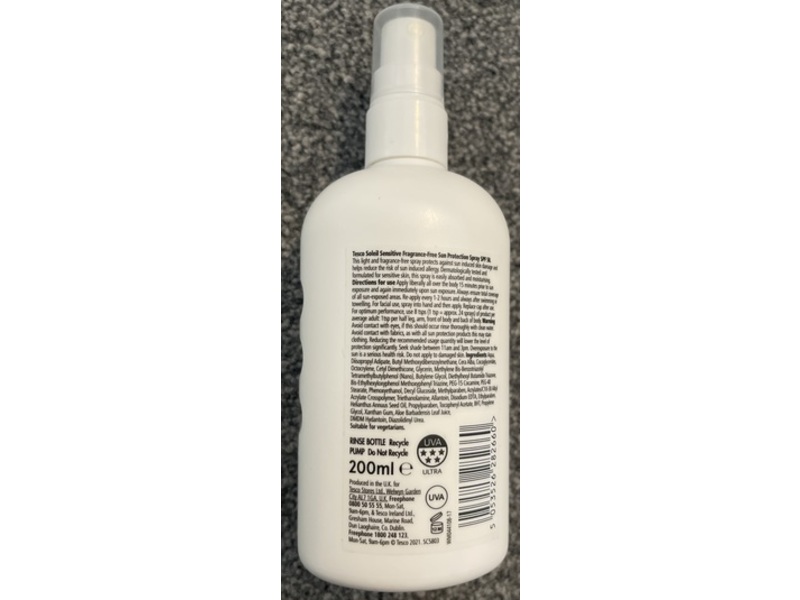 Tesco Soleil Sensitive Sun Protection Spray, SPF 50, 200mL