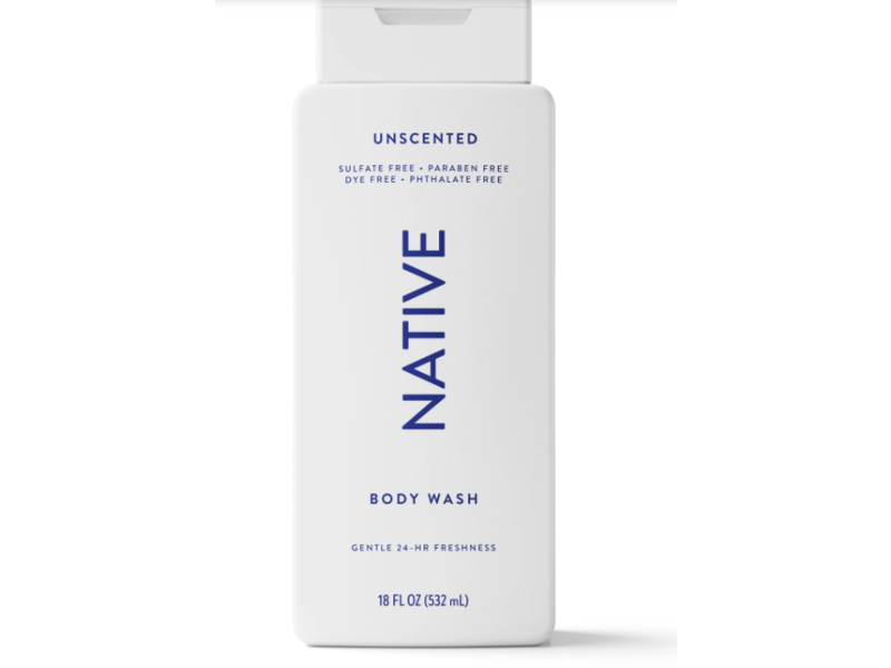 Native Body Wash, Unscented, 18 fl oz/532 mL