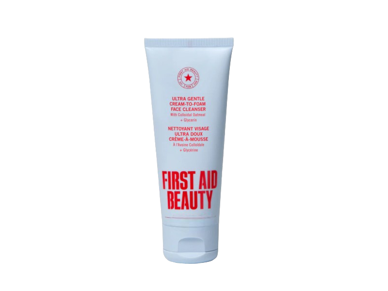 First Aid Beauty Ultra Gentle Cream-To-Foam Cleanser, Colloidal Oatmeal+Glycerin, 1 oz/28.3 g