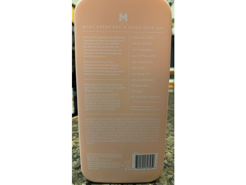 Monday Haircare Curl Define Conditioner, Peptides, 30 fl oz/887 mL