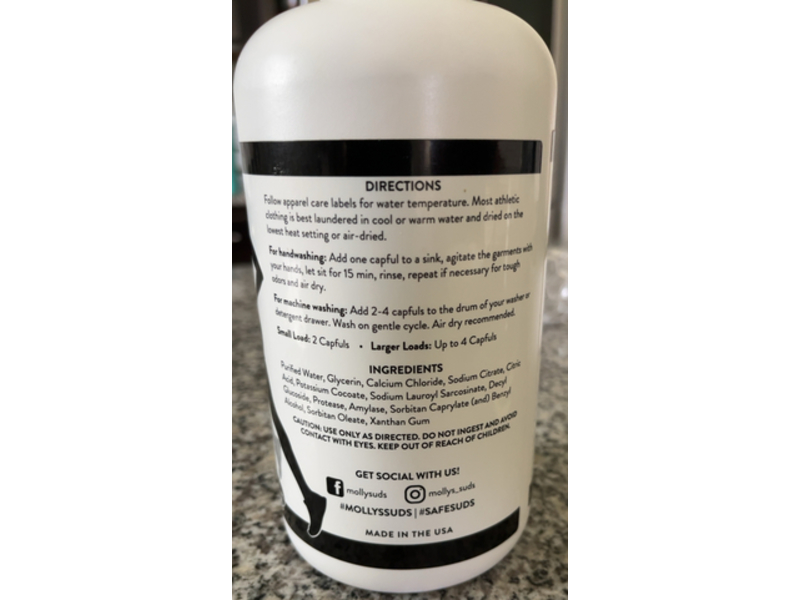 Molly's Suds All Sport Activewear Detergent, Unscented, 32 Loads, 32 fl oz