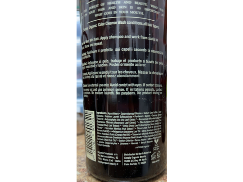 Simply Organic Color Cleanse Hair & Scalp Wash, 32 fl oz/958 mL