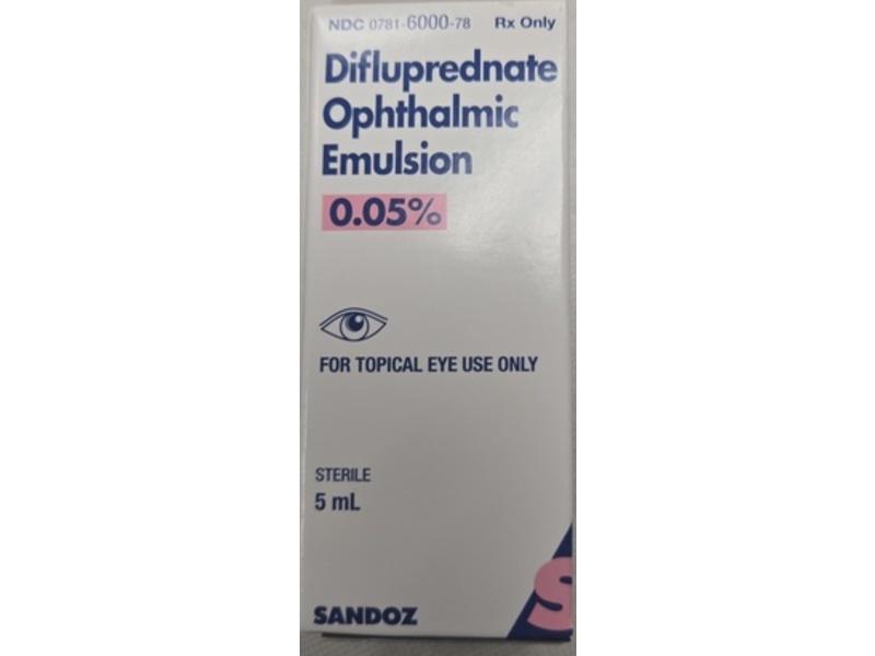 Difluprednate Ophthalmic Emulsion 0.05%, 5 mL, Sandoz (Rx)