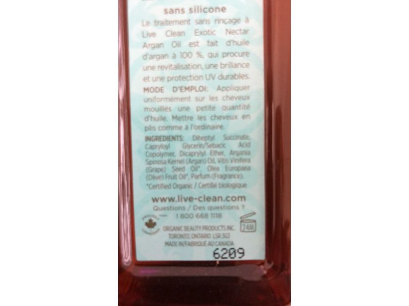 Live Clean Exotic Nectar Argan Oil Treatment , 3.7 fl oz/110 mL