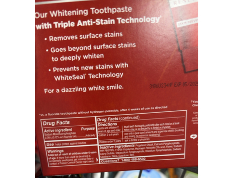 Colgate Optic White Renewal Whitening Toothpaste, 4.1 oz/116 g, Pack of 4