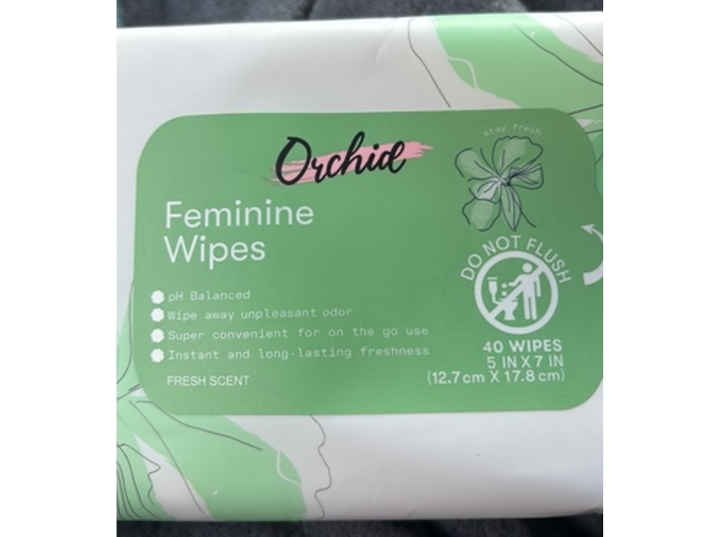 Orchid Feminine Wipes, Fresh Scent, 40 Count