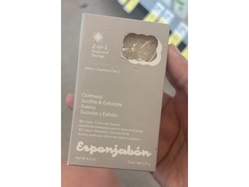 Esponjabon 2 In 1 Soap And Sponge, Oatmeal Soothe & Exfoliate Avena, 4.2 oz/120 g