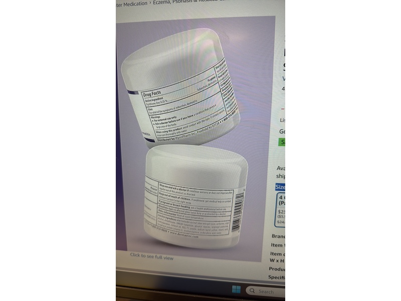 DermaZinc Cream, Pyrithione Zinc 0.25%, 4 oz/114 g