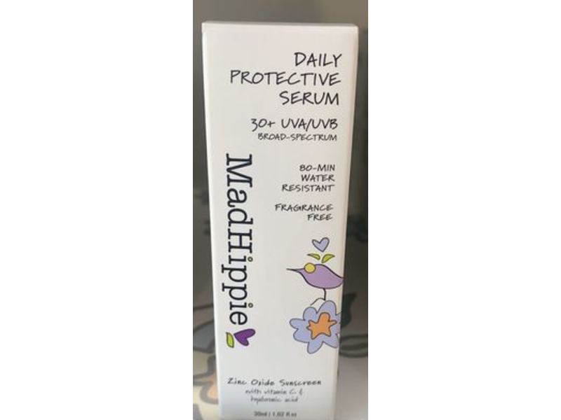 Mad Hippie Daily Protective Serum Sunscreen, Fragrance Free, SPF 30+, 1.02 fl oz/30 mL