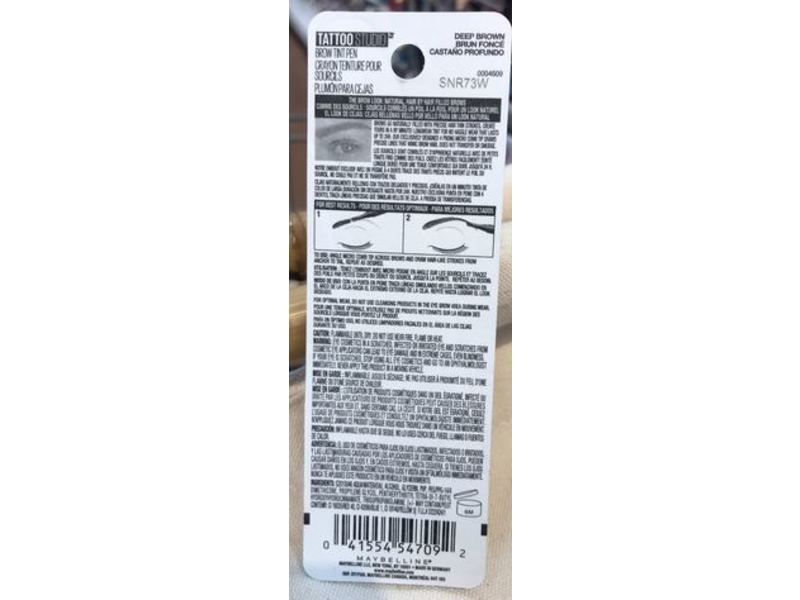 Maybelline New York Tattoo Studio Brow Tint Pen, 365 Deep Brown, 0.037 fl oz//1.1 mL