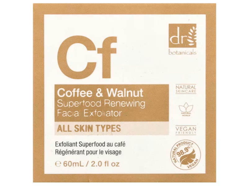 Dr Botanicals Cf Superfood Renewing Facial Exfoliator, Coffee & Walnut, 2 fl oz/60 mL
