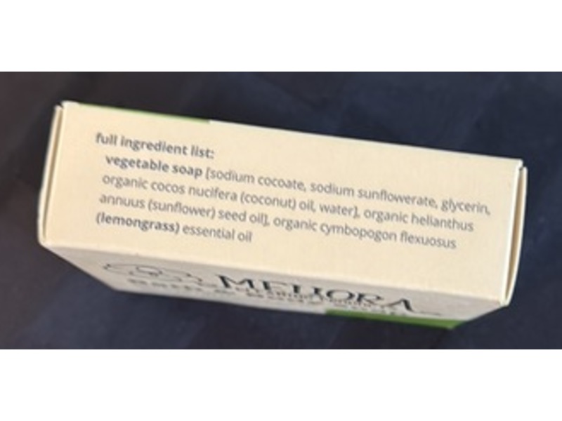 Meliora Cleaning Products Bath & Body Soap Bar, Lemongrass, 4 oz/113 g