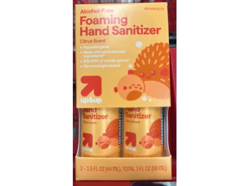 Up&Up Foaming Hand Sanitizer, Citrus Scent, 1.5 fl oz/44 mL, Pack Of 2