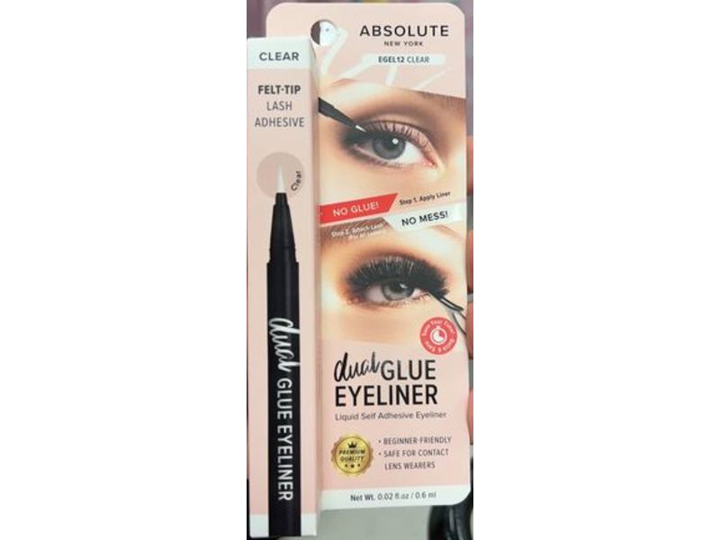 Absolute New York Dual Glue Eyeliner, Clear, 0.02 fl oz/0.6 mL
