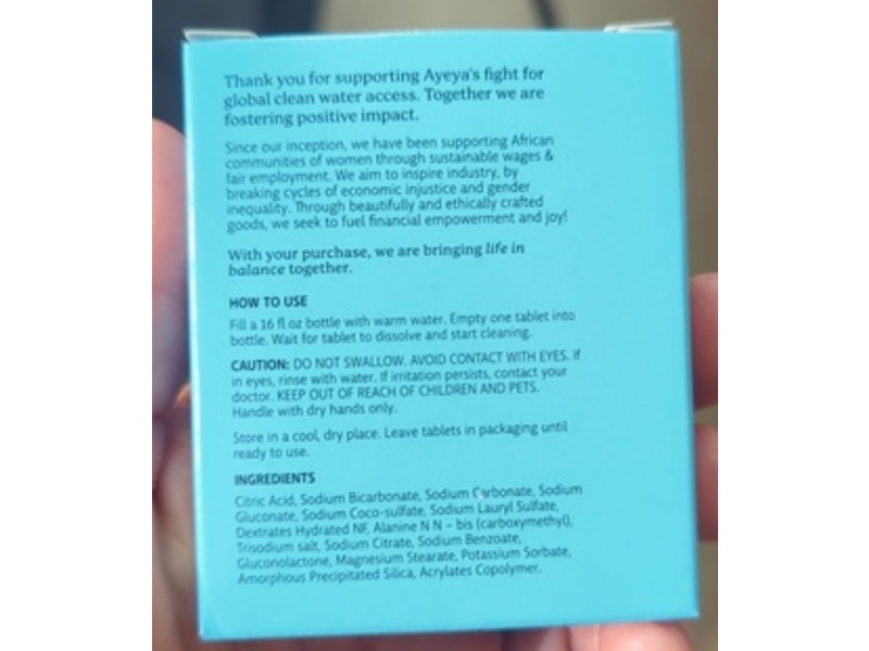 Ayeya Glass & Mirror Cleaner Tablets, 0.24 oz/7 g, 2 Count