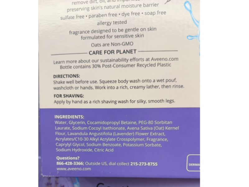 Aveeno Stress Relief Body Wash, Lavender, 33 fl oz/975 mL, Pack Of 2