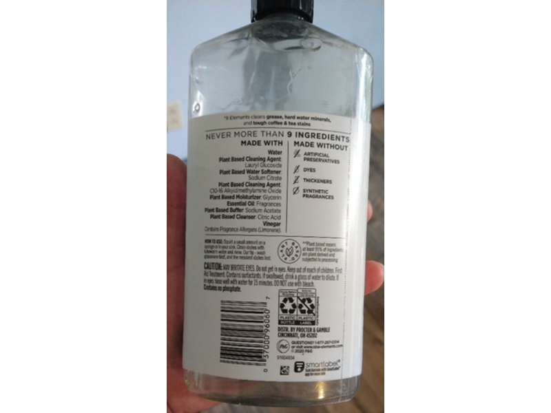 9 Elements Liquid Dish Soap, Eucalyptus Scent, 16 fl oz/473 mL