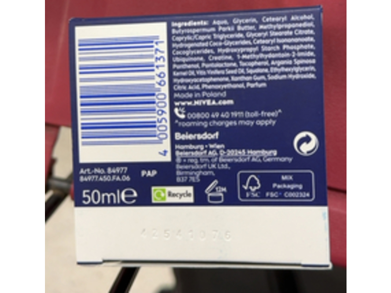 Nivea Q10 Power 60+Anti Wrinkle Night Cream, 50 mL